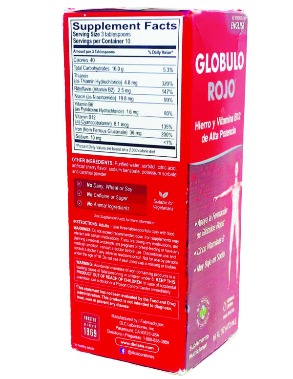 Globulo Rojo - Iron Supplement Pills with High Potency Iron & B Vitamins - Image 4