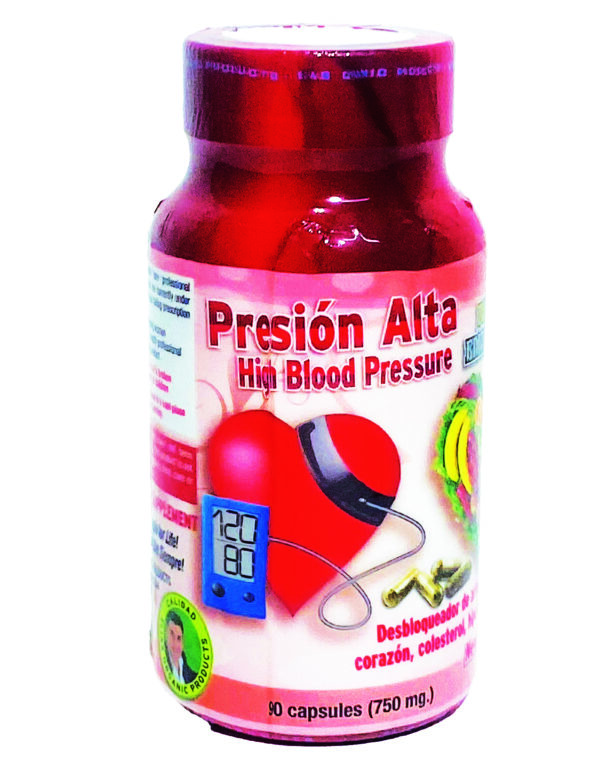 Presión Alta High Blood Pressure 90 Capsules 750mg Dietary Supplement