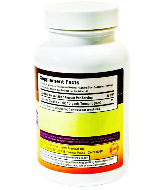 Organic Curcuma Turmeric Capsules by Betel Natural - Image 3